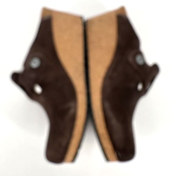 Papillio by Birkenstock Suede Fanny Wedge Clogs Roast Brown Size 39, US Size 9 - Picture 3 of 14